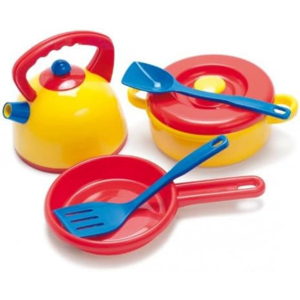 Dantoy Kettle and Pot Set, Role Play Set with 7 Pieces Including Utensils Pretend Play Toys for Kids – Multi-Colour
