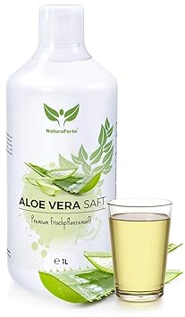 NaturaForte Aloe Vera Direkt-Saft 1L zum Trinken, Traditionell hand-filetiert, Aus kontrolliertem Anbau, Abgefüllt in Deutsch