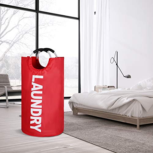 EPICORD 82L Large Laundry Basket (6 Colors), Collapsible Fabric Laundry Hamper, Foldable Clothes Bag, Folding Washing Bin (Red)