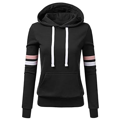 TOPKEAL Hoodie Pullover Damen Herbst Winter Kapuzenpullover Streifen Sweatshirt Winterpullover Langarm Jacke mit Kapuze Mante