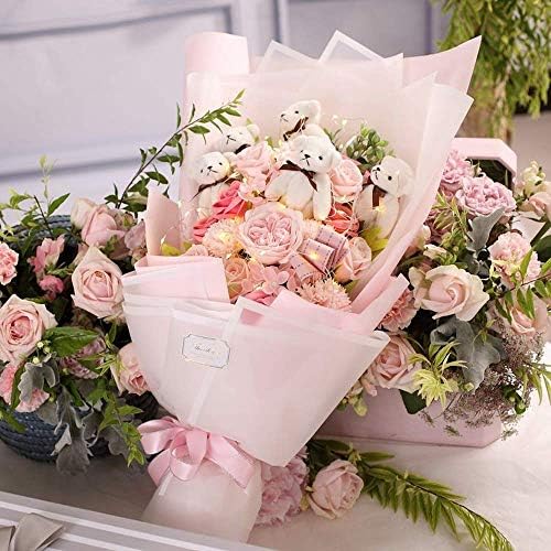 ソープフラワー 石鹸 花 バラ 造花 花束くま束 ベア ブーケ 可愛いぬいぐるみ ベア5匹 花 Ledライト付き 母の日 父の日 誕生日 成人礼 結婚式 結婚記念日 出産祝い プロポーズ 誕生日プレゼント お祝いギフト Mfmusic Ca