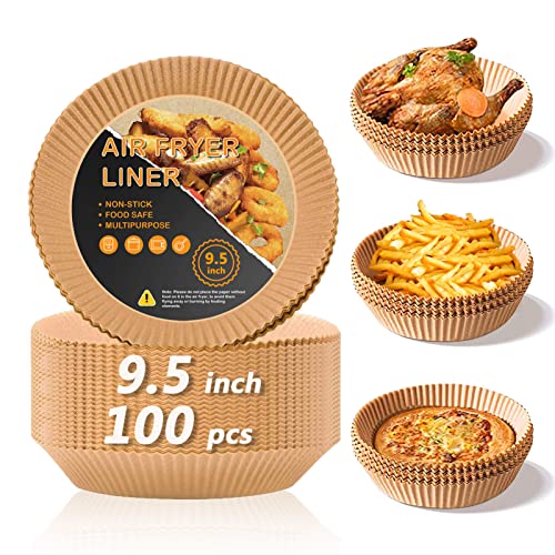 Air Fryer Paper Liners for Ninja Air Fryer 4QT AF101, 9.5 Inch Large Parchment Paper Liners Non-stick Oil Resistant, Waterproof, Food Grade Baking Paper for Roasting Microwave