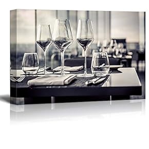 A Set of Empty Glasses in Restaurant Wall...