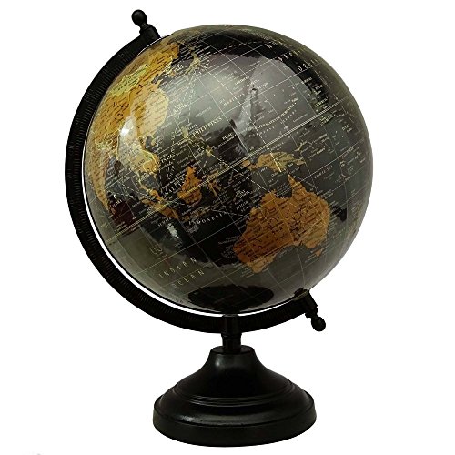 Globe Big Rotating Geography Desktop Table Decor Black Decorative Ocean World Earth