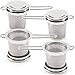 EZOWare Tea Infusers for Loose Leaf Tea [Set of 4] Stainless Steel Fine Mesh Tea Strainer with Handle and Lid, Reusable Tea Steeper for Tea Pot, Cup, Mug