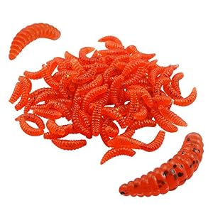 Senven Ver Artificiel, Silicone Doux Biomimetic Leurres Ver Leurres De Pêche Simulation Vers Rouges En Plastique Vert Environnement Fort Tentation Appât Faux – Red Worm 100pcs