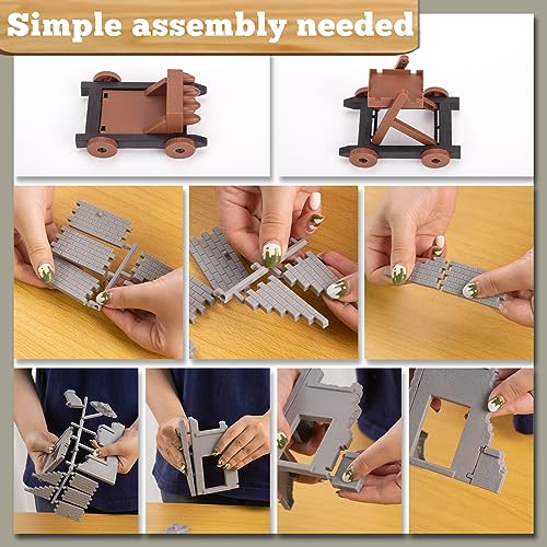 LovesTown 250PCS Medieval Knight Toys, Ancient Toy Soldiers Knight Action Figures Ancient Warrior Figurines with Storage Bag for Boys Birthday