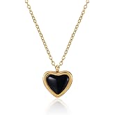 Gold Heart Necklaces for Women Dainty 14K Gold Plated Adjustable Heart Shaped Necklace Heart Crystal Pendant Necklace Heart Jewelry for Women