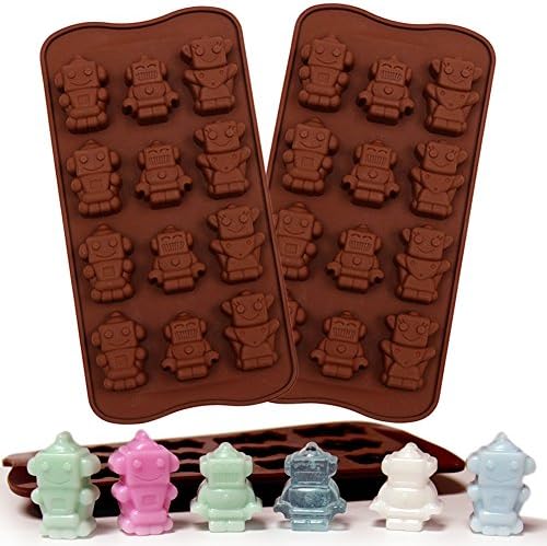 PERNY Silicone Molds, Robot Chocolate Candy Mold, Pack of 2