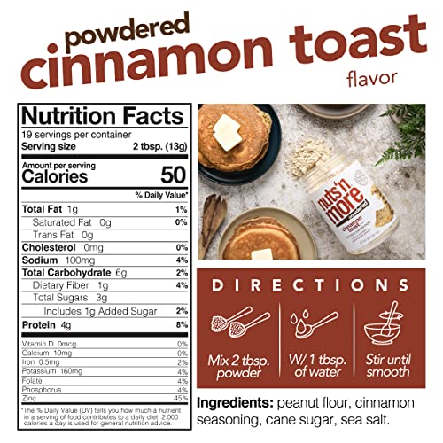 Nuts ‘N More Cinnamon Toast Peanut Butter Powder, All Natural Keto Snack, Low Carb, Low Sugar