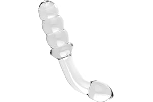 Glass Dildo Anal Beads, Crystal Thin Curved Penis Double-endedAnal Plug Beads Dildo, Anal Butt Plug for G-spot Stimulation Di