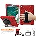 BRAECNstock New iPad 2018 / 2017 9.7 inch Case, Heavy Duty stand Shockproof Protective Case Cover for Apple New iPad 9.7 inch (2018 / 2017 Version) with a Hand Grip / a Shoulder Strap (Red)