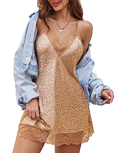 Avidlove Women Lingerie Satin Lace Chemise Nightgown Sexy Full Slips Sleepwear S-4XL