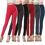 FOMANSH Fleece Lined Leggings, Warm Slimming Elastic and High Waisted Leggings (Pack Of 6) …