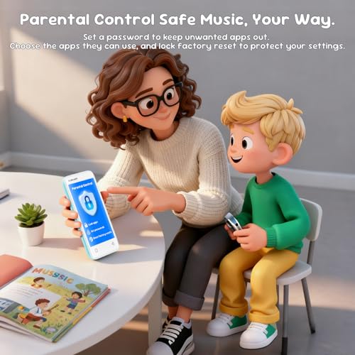 MP3 Player for Kids, Parental Controls, 16GB, Supports Spotify and Audible, Bluetooth and WiFi(Mint Green)