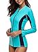 ATTRACO Women's Rashguard Swimsuit Zip Front Sun Protection Swim Shirt UPF 50+