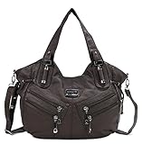 Scarleton Front Zippers Washed Shoulder Bag H147621 - Coffee