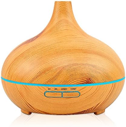 Essential Oil Diffuser - 550 ML Aromatherapy Diffuser Ultrasonic Wood Grain Cool Mist Humidifier Air Purifier Led Color Changing Lamp