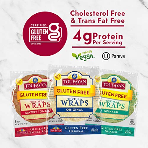 Toufayan Bakery, Spinach Gluten Free Wraps for Sandwiches, Tortillas