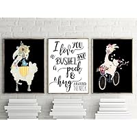 Silly Goose Gifts I Love You A Bushel and a Peck & A Hug Around The Neck Llama Wall Art Decor (Set of Three)