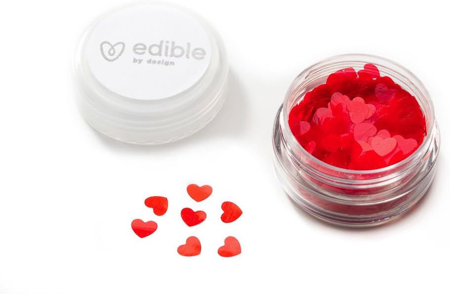Edible By Design Tiny Hearts Sprinkles, Red/Vanilla, 5 mm, 4 Gram