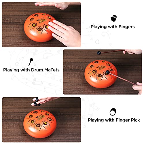Steel Tongue Drum Kit, Hand Pan Drum, 8Notes6 Inch Hue Drum Instrument C Major, with Finger