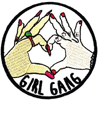 RABANA Girl gang patch Hand Lady & Heart Cartoon Kids Children Cute Animal Patch for DIY Applique Iron on Patch T shirt Patch Sew Iron on Embroidered Badge Sign Costume