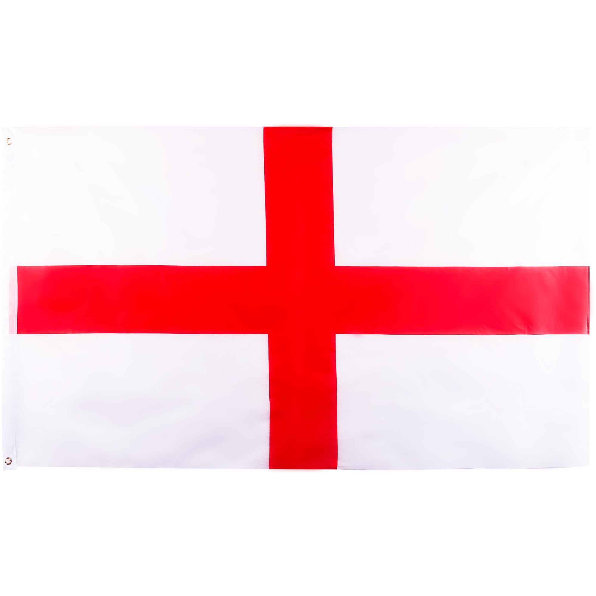 Large England St Georges Flag, 5x3ft Big England St Georges Cross Flag with Eyelets for Rugby Football World Cup Six Nations Indoor Outdoor Bar Garden Party Decorations