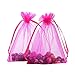 Anleolife 100pcs Sheer Organza Bags Baby Shower 3x4 Jewelry Candy Organza Drawstring Pouches Wedding Favor Bags 3x4(Rose red)
