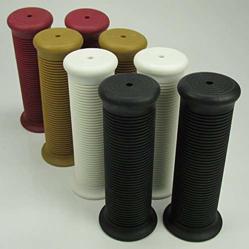Natural Gum Color (Light Brown) Ribbed Rubber Motorcycle Grips Fits 1" Handlebars Bars and Exterior Cables - Harley Honda Kawasaki Suzuki Yamaha Bobber Chopper Cafe Racer Brat