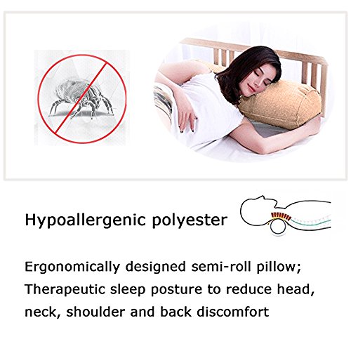 16x6 Inch Round Neck Pillow For Neck Backrest for Car or Office Chair Sofa, Support Pillow for Posture & Comfortable Spine Position(Light coffee) - Thumbnail 3