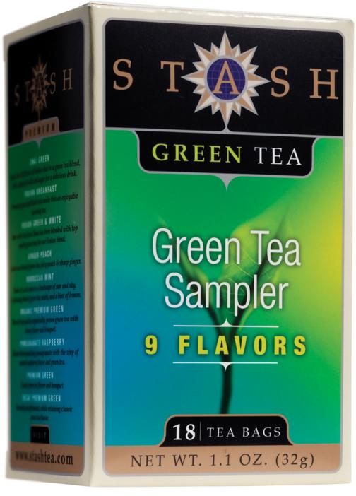 Stash Tea Green Tea Sampler, Nine Flavor Variety Pack, 18