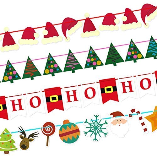 Robelli Christmas Pack of 4 Festive Decorative Bunting Lengths