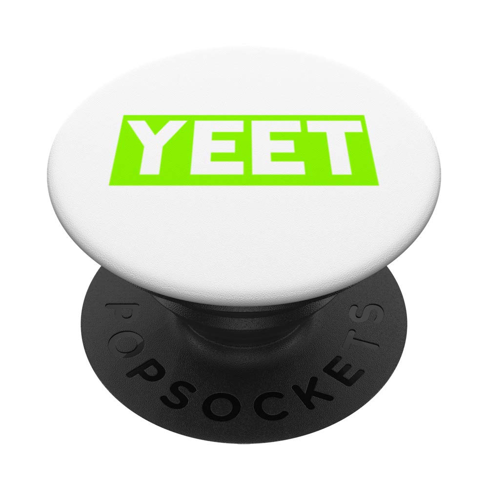 YEET Green and White Cool Grip Women Girls Boys Youth Men PopSockets PopGrip: Swappable Grip for Phones & Tablets