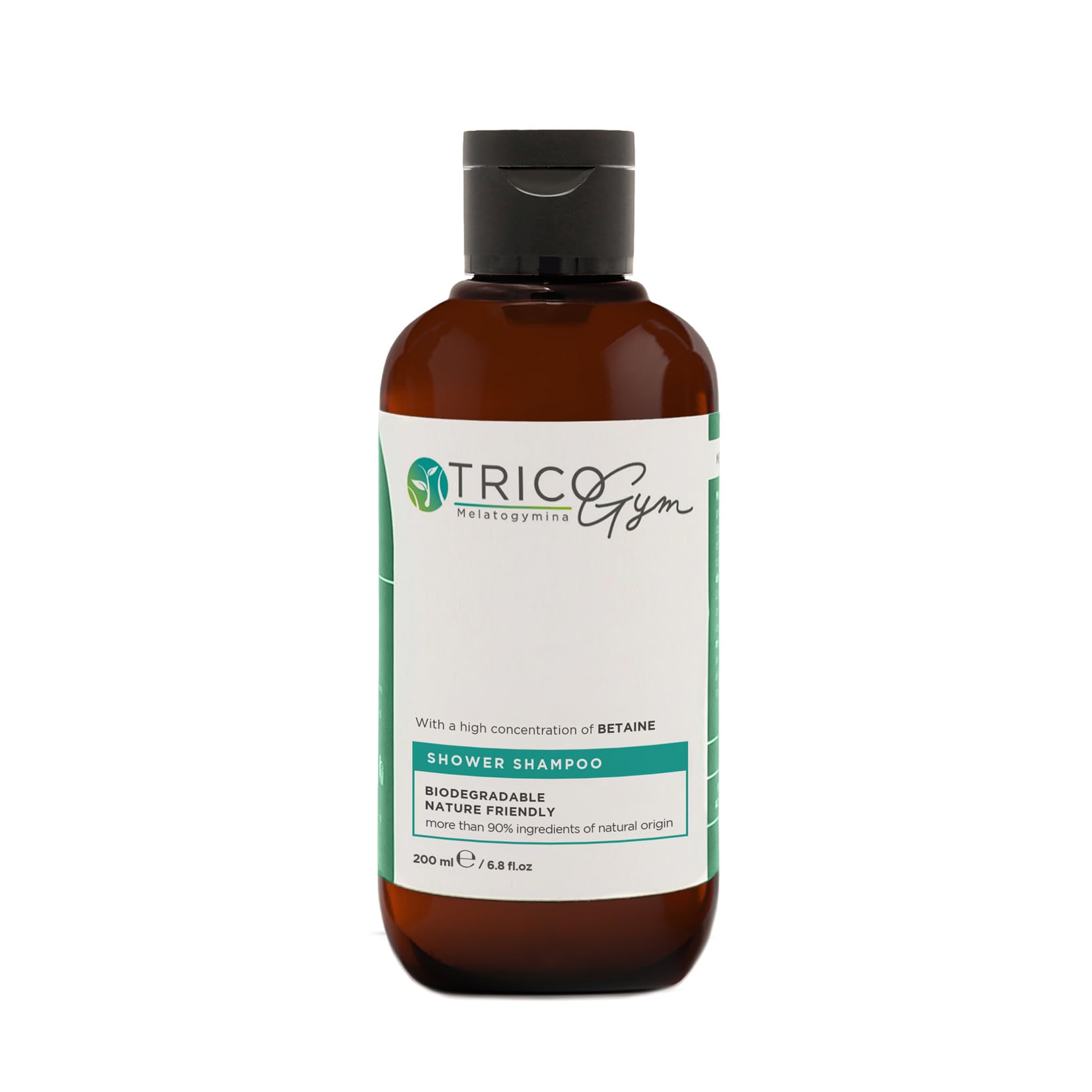 Tricogym Biodegradable Shower Shampoo Nature Friendly 2-in-1-200ml - Hair and Body Shampoo Patent with Melatogymine, Vegan formula, Shower Gel and Shampoo NO parabens sls/sles free