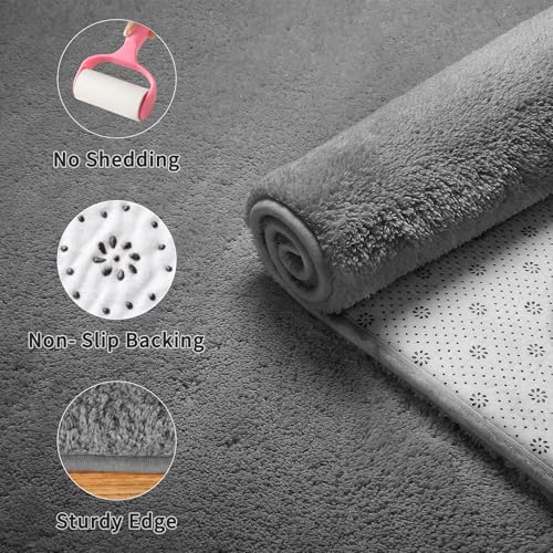 Sour Lemon Carpet Rugs Living Room Large 200x300, Dark Grey Rug for Bedroom Washable Area Rug Anti Slip Fluffy Rug Shaggy Cream Carpets Extra Large Rugs for Living Room Kids Room