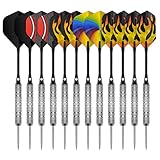 CyeeLife-Steel tip Darts 20g Sliver-30 Flights-12 Aluminum shafts with Rubber rings-12Packs