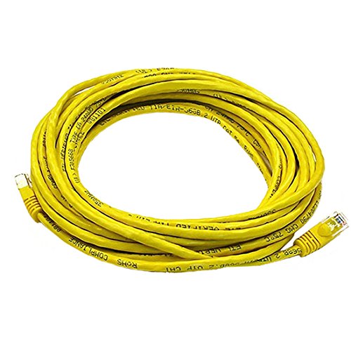 7' FT CAT5e Patch Cord Cable Yellow Snagless 350 MHz 24 AWG Copper Booted RJ-45 Lan Enhanced Category 5 Patch Cables RJ45 for High Speed Ethernet Data / Telephone Audio Signal