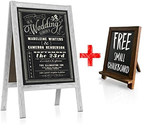Large Chalkboard Wedding Sign - Large A Frame Standing Sidewalk | Vintage Sandwich Board Style with Rustic Design for Indoor & Outdoor Use | Restaurant Menus, Cafe Specials, Business Displays