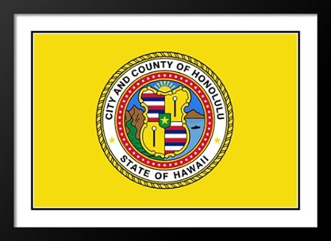 Amazon ホノルル ハワイ国旗木製25 X 29額入りとダブルマットフォトプリント アートフレーム ポスター オンライン通販
