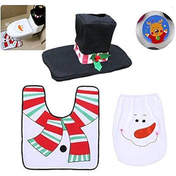 Christmas Comfortable Bathroom Set Christmas New Santa Claus Toilet Seat Cover And Rug Bathroom Set Christmas Decorations For Home Pcsset Soft And Comfortable Toilet Seat Cover Mat Rug Lovely Santa Claus Snowman
