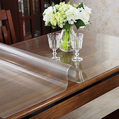 OstepDecor Custom 1.5mm Thick Frosted Plastic Table Cover Protector Desk Pad for Glass Top Coffee End Dining Table Multi-Size | Rectangular 36 x 60 Inches