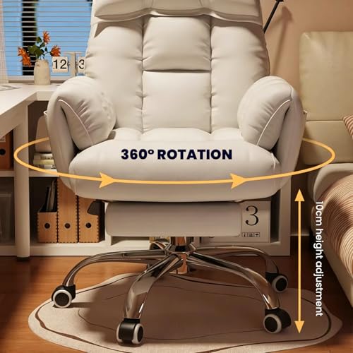 Office Chair with Footrest Comfy Computer Desk Chair Adjustable Tilt Home Office Desk Chairs High Back Recliner Video Gaming Chair Height Adjustable for Home Bedroom Study Office (Grey)