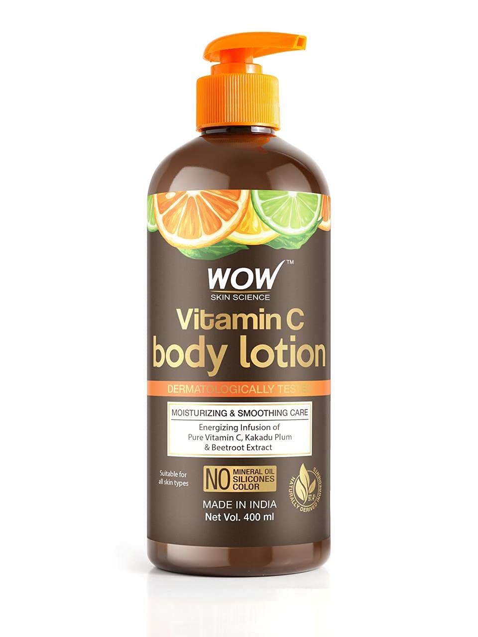 WOW Skin Science Vitamin C Body Lotion - Non Sticky & Non Greasy - Moisturising & Smoothening Care No Mineral Oil, Silicones & Color - 400 ml