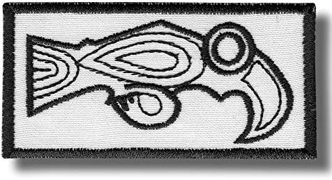 Celts symbol of Raven white - Iron/Sew on patch, 8 x 4 cm