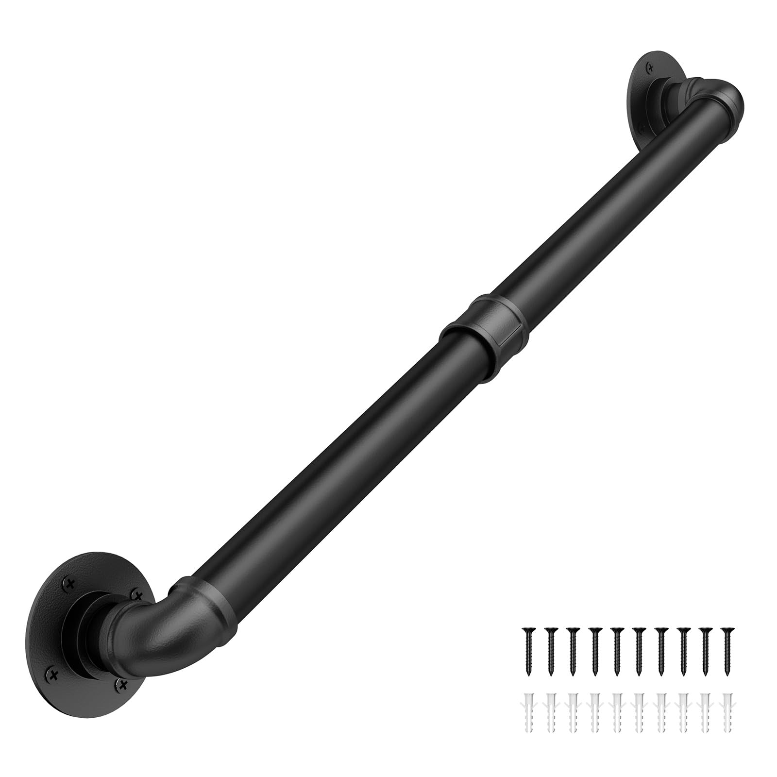 Photo 1 of Abiglifty 3FT Pipe Handrail, Hand Rails for Indoor Stairs, Stair Railing Indoor, Grab Bars for Wall, Outdoor Handrails for Exterior Steps, Elderly Safety Handle for Stairs Porch Bathroom (Black,90cm)