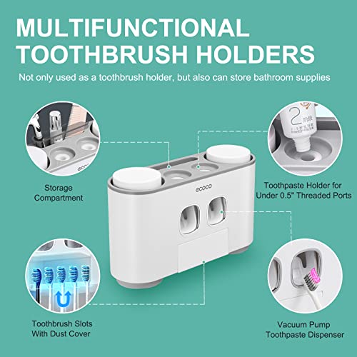 Toothbrush Holder Bathroom Wall Mounted Automatic Toothpaste Dispenser Squeezer Hanging