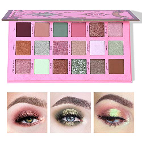 UCANBE Magic Spell Eyeshadow Palette With Soft Nylon Hair Quicksand Brushes Makeup Set Pigmented Shimmer Matte Pressed Metallic Glitter Pink Green Nude Blendable Eye Shadow Brush Bundle Kit - Thumbnail 4