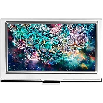 Imiao Professional Business Card Holder Business Card Case Metal Card Holder Slim Design for Men & Women - Galaxy Mandala