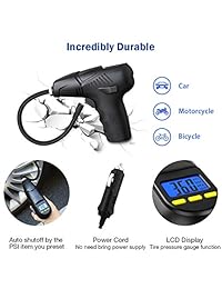 Manfiter Inflador de neumáticos con presión de manómetro de neumáticos, bomba de compresor de aire portátil, bomba de neumáticos digital universal de 12 V, pantalla LCD de 120 PSI de inflado rápido para automóvil camión, motocicleta, bicicleta